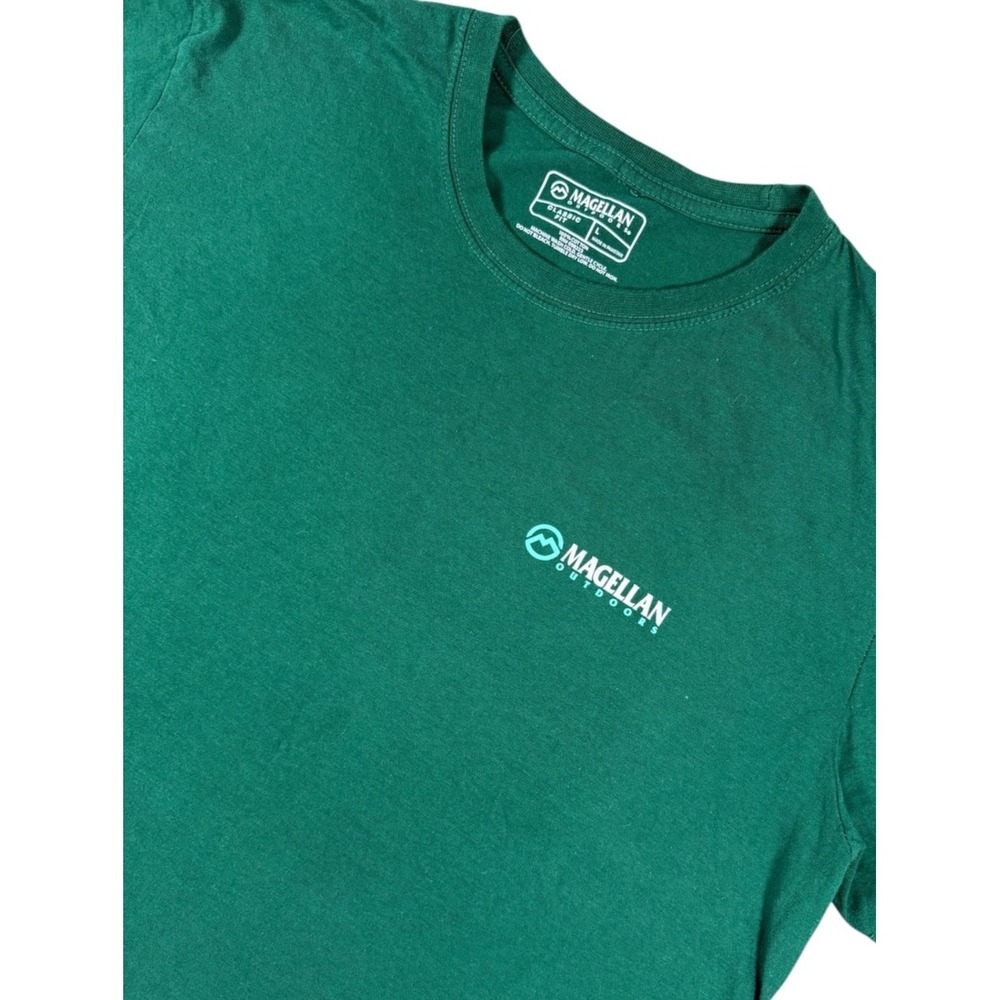 Magellan Outdoors Fishing T Shirt Mens Large Green Bass Graphic Tee‎ 100% cotton